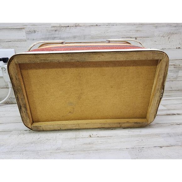 Vintage Red White Blue REDMON Woven Picnic Basket PATRIOTIC Americana Metal Hand - Picture 9 of 12